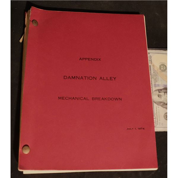 NO RESERVE DAMNATION ALLEY ORIGINAL PRODUCTION SCRIPT DATED JULY 1, 1974