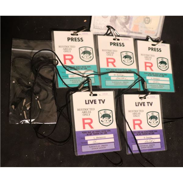 NO RESERVE TIN CUP LOT OF 5 PRESS AND EVENT PASSES