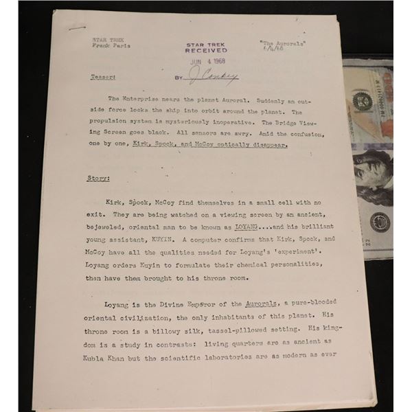 STAR TREK THE AURORALS PRODUCTION SCRIPT TEASER DATED JUNE 4, 1968