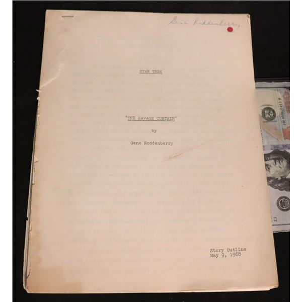 STAR TREK THE SAVAGE CURTAIN PRODUCTION SCRIPT TEASER MAY 9, 1968 SIGNED BY GENE RODDENBERRY