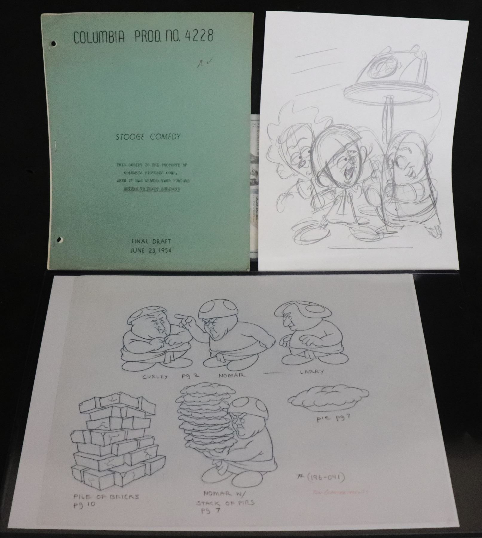 NO RESERVE THE 3 STOOGES SHOOTING SCRIPT DATED JUNE 23, 1954 & 80's ...