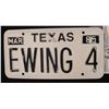 Image 1 : DALLAS TV EWING 4 PLASTIC 1985 TEXAS LICENSE PLATE SCREEN MATCHED
