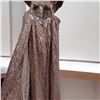 Image 4 : Long Brown Glittery Double Slit Party dress with waist cuts