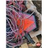 Image 7 : PALLET LOT: 12v Air Compressor; Sign ; Traffic Cone; Flares; Extension Cords; etc