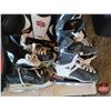 Image 3 : Pallet Lot - Variety Hockey Gear : Selection of Skates; Pads; Gloves; Ref Gear; Pucks; Flames Jersey