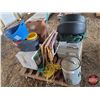 Image 1 : Pallet Lot: Fire Proof File Drawer/Safe ; TV Tables; Potato Bin; Cast Iron Anchor (15LBS); Portapott