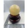 Image 1 : 87.3 MM HONEY CALCITE SPHERE WITH STAND