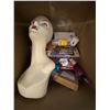 Image 2 : Group of 2 Totes of Misc - Shower Head, Penis Bottle, Mannequin Head, Games, Lingerie, Etc.
