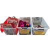 Image 1 : 3 Totes of Misc - Bras, Colourful Clothing, Rainbow Tape, Fantasy Candles, Gloves, Costumes, Etc.