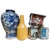 Image 1 : Group of Misc - Asian Style Vase, Asian Tins, Vase, Etc.