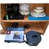 Image 1 : Group of Misc - Plates, DVD Player, Butane Stove, Pot, Etc.