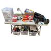 Image 1 : Table Top & Bottom of Misc - Thermal Laminator, Lamp, Paint Storage Spinner, Plastic Cutlary, Home I