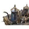 Image 2 : Shelf lot of Silver Plated on Brass Serving Tray, Tea Pot, Wood Flute, Asian Style Serving Tray, Etc