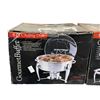 Image 2 : 2x 6 Qt Gourmet Buffet Chafing Dishes - Stainless Steel with Glass Lids, New in Box