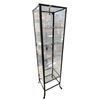 Image 2 : Tall Glass Display Cabinet with Black Metal Frame - Lockable with Adjustable Shelves