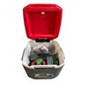 Image 1 : Coleman Cooler - Red & Grey with Lid Cup Holders, Auction Prid