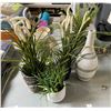 Image 1 : Decorative Faux Plant & Ceramic Vase Arrangement - Home or Office Decor