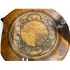 Image 3 : Carved Solid Wood & Iron Round Coffee Table - Glass Centerpiece