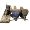 Image 1 : Set of 3 Cast Iron Bench Vises - Blue and Rusted Industrial Grips