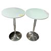 Image 1 : Set of 2 White Round Bistro Tables with Chrome Adjustable Bases