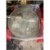 Image 2 : Large Mixed Bin Lot - Vintage Cut Glass Punch Bowl Set, Toshiba Portable Radio, Retro Alarm Clock, C