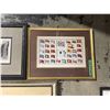 Image 2 : Set of 3 Framed Vintage Art Prints - Nautical Signal Flags, River Bridge Scene, Colonial Etching