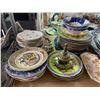 Image 2 : Shelf Lot - Large Floral Plates & Blue and White China Heavy stack of colorful floral and patterned 