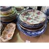 Image 3 : Shelf Lot - Large Floral Plates & Blue and White China Heavy stack of colorful floral and patterned 