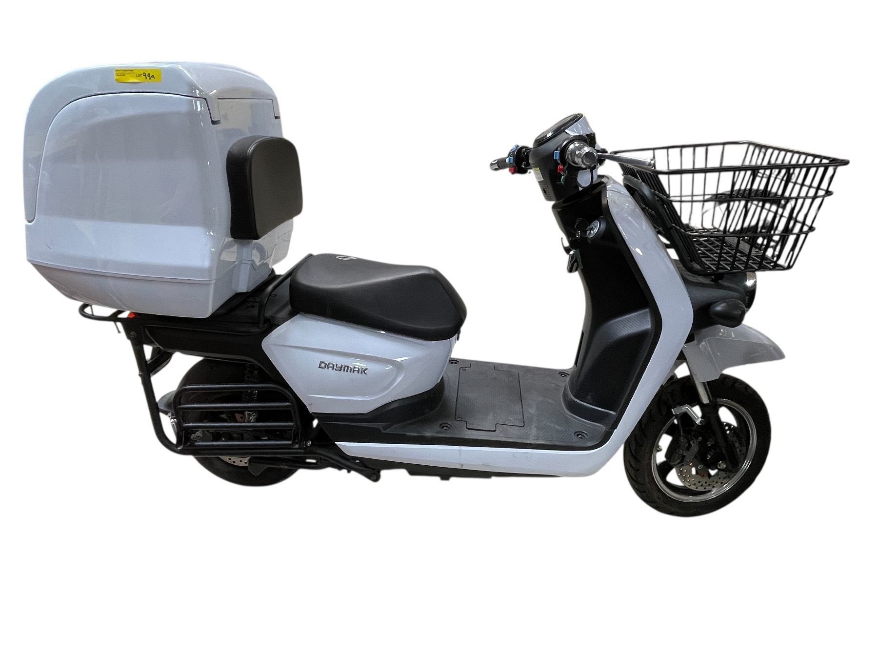 Moped Box Daymak Electric Scooter with Cargo Box & Front Basket Sleek Daymak e ...