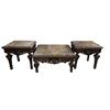 Image 1 : Group of 3 Granite & Ornate Carved Wood Tables