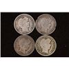 Image 1 : 1902, 07, 12 & 1914 SILVER BARBER DIMES