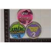 Image 2 : 3-PLASTIC CASINO GAMING CHIPS: $2 EDGEWATER