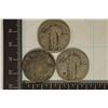 Image 1 : 3-NO DATE SILVER STANDING LIBERTY QUARTERS
