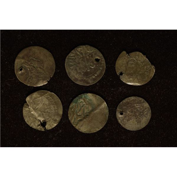 6 SILVER DIME SIZED OTTOMAN EMPIRE PARA COINS:
