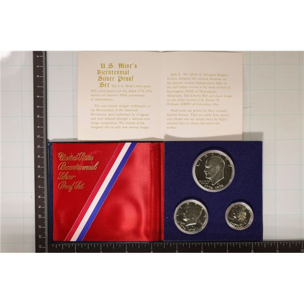 1976-S US BICENTENNIAL SILVER 3 COIN SET WITH