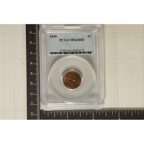 1949 LINCOLN WHEAT CENT PCGS MS64RB