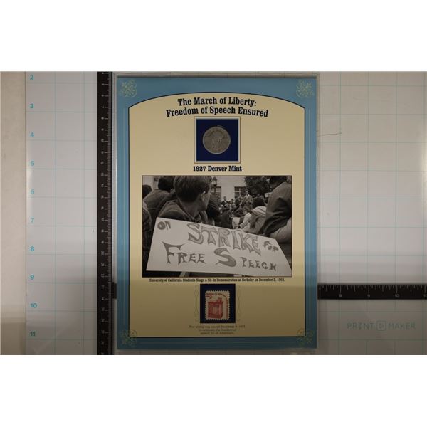 1927-D SILVER STANDING LIBERTY QUARTER & STAMP