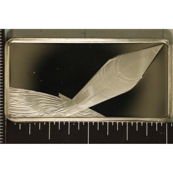 1.03 OZ. PF STERLING SILVER ROCKET THEMED INGOT