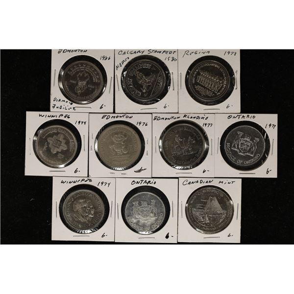 10 CANADA METAL SO CALLED SOUVENIR DOLLARS