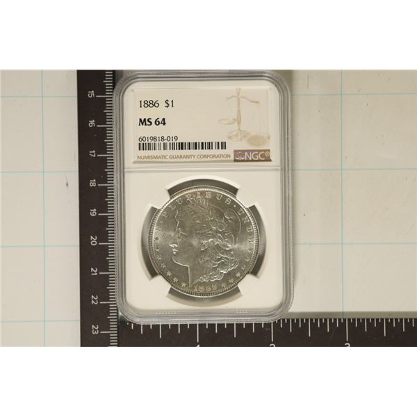 1886 MORGAN SILVER DOLLAR NGC MS64