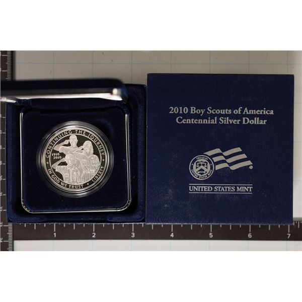 2010-P PF US BOY SCOUTS SILVER DOLLAR IN BOX