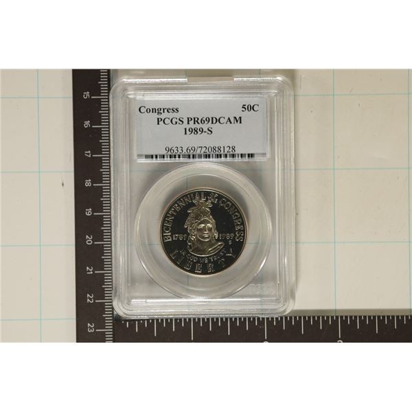 1989-S CONGRESS HALF DOLLAR PCGS PR69 DCAM