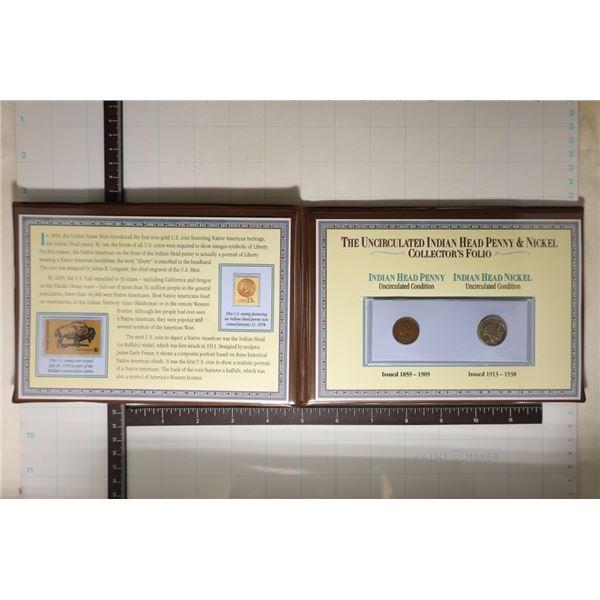 UNCIRCULATED INDIAN HEAD & NICKEL SET WITH STAMP