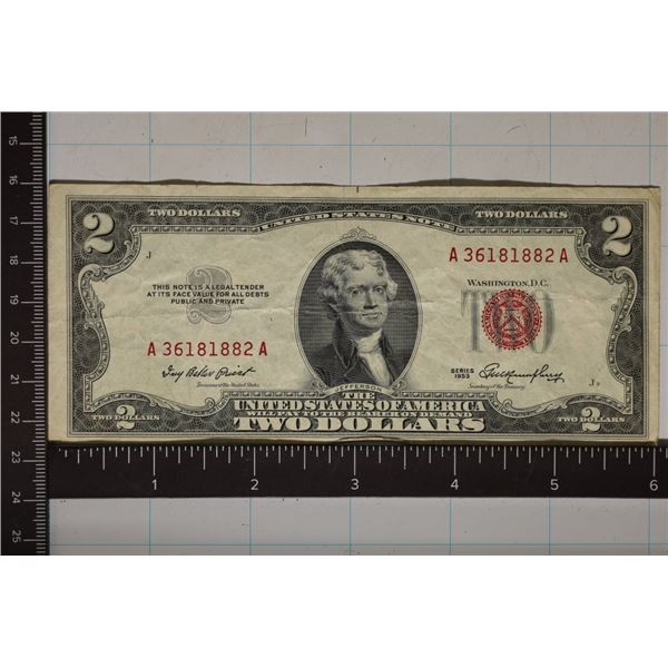 1953 US $2 RED SEAL NOTE