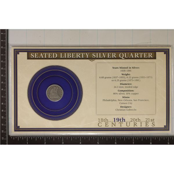 1853 SILVER SEATED LIBERTY QUARTER WITH INFO