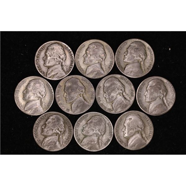 10-1945-S 35% SILVER JEFFERSON WAR NICKELS: