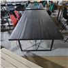 Image 2 : Oak & Metal Outdoor Dining Table w/ Sled Base - Suggested Retail Price $1,429.99 (Scratches at the t