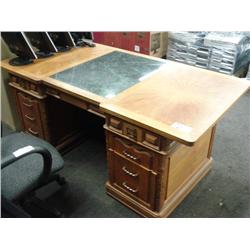 Marble Inlay Carved Executive Desk