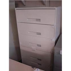 Beige 5 Drawer Lateral File Cabinet