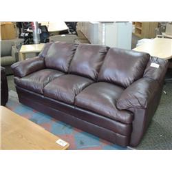 Dark Burgandy Full Leather 3 Pc. Sofa Set
